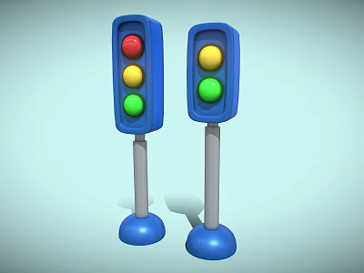 Cartoon traffic lights traffic signs Cartoon signs 3d model
