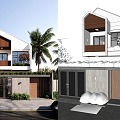 Modern single-family house villa self-built house 3d model