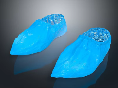 Blue Disposable Plastic Shoe Covers For Household Supplies With Non Slip Design 3d model