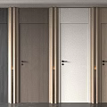 Modern Interior Hinged Doors With Various Colors Wooden Frames And Metal Handles