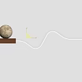 Modern Minimalist Wall Light With Moon Shaped Globe And Curved LED Strip On Wooden Base