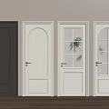 Dark Gray And White Hinged Doors With Glass Panels And Solid Designs 3d model