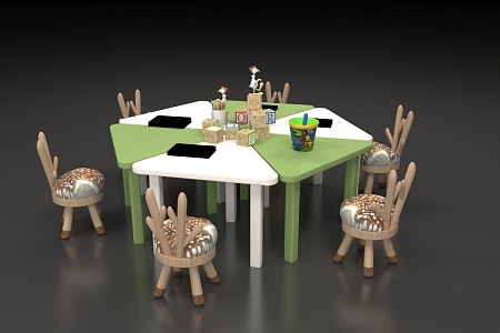 Children's Table and Chair Combination Table and Chair Combination Children's Table Children's Chair 3d model