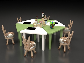 Children's Table and Chair Combination Table and Chair Combination Children's Table Children's Chair 3d model