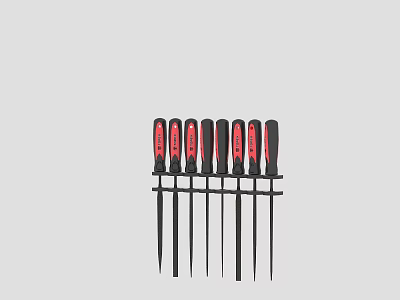 Professional Hardware Tools Screwdriver Set With Multiple Pieces Red Black Handles And Storage Rack 3d model