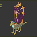 Gray Dragon Game and Movie Character With Yellow Wings and White Underbelly 3D Model Design