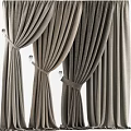 Gray Fabric Curtains With Elegant Draped Folds And Tie Back Design