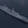 Modern Naval Warship Sailing On Calm Ocean With Radar Systems And Deck Equipment