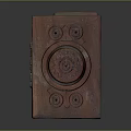 Decorative Ornament Set With Carved Circular Patterns On Reddish Brown Square Box 3d model