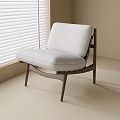 Modern Light Gray Fabric Lounge Chair With Wooden Frame And Curved Backrest