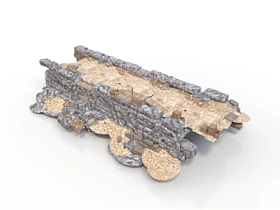 Modern Outdoor Stone Wall Design With Slab Floor And Decorative Stones 3d model