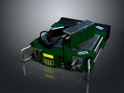 Military Weapon Device In Green With Digital Display Control Buttons And Metal Handles 3d model