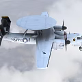 White Military Fighter Jet With Large Disc Radar Propeller Engines And Tail Emblem In Flight