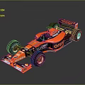 Orange and Black Formula One Racing Car with Aerodynamic Design Sponsor Logos and Large Wheels