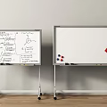 Public Facility Whiteboard On Wheeled Stand With Magnetic Tiles Handwritten Notes And Blank Surface
