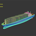 Container Ship With Stacked Containers Blue And White Hull For Cargo Transportation