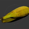 Ripe Yellow Banana With Brown Spots On Shiny Black Background