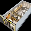 Modern Restaurant Interior With Open Layout Bar Counter Tables Chairs Menu Boards And Grid Lighting