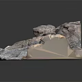 Natural Wood and Stone Decorative Piece with Irregular Shape and Color Variations