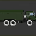 Green Military Truck With Heavy Duty Cargo Body And Multi Wheel Design