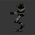 3D Robot Character Model Featuring Mechanical Design Gray Black Color And Robotic Limbs