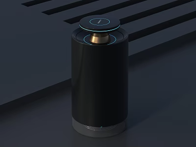 Modern Black Cylindrical Daily Use Appliance With Top Control Panel And Sleek Design 3d model