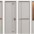 Modern Hinged Doors With Glass Inserts Metal Handles And Stylish Panel Designs 3d model