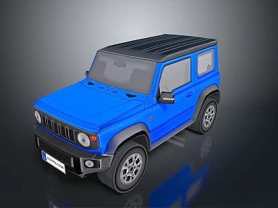 Blue Compact Off Road Vehicle With Black Hardtop And Rugged Wheels 3d model