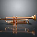 Golden Trumpet Decorative Ornament For Home Decor With Reflective Surface And Reflection