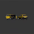 Yellow Car with Open Doors and Hood and Another Side Rear View with Reflection