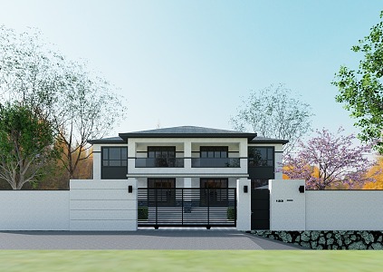 Modern double-family villa rural brothers self-built double-family villa 3d model