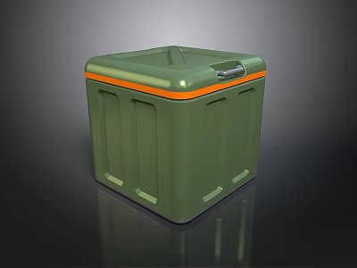 Green Household Storage Box With Orange Trim And Handle For Daily Use 3d model