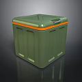 Green Household Storage Box With Orange Trim And Handle For Daily Use