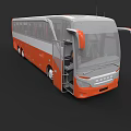 Modern Orange And White Coach Bus With Open Door And Large Windows