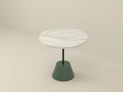 Stylish Round Side Table With Marble Tabletop And Green Cone Base 3d model