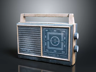 Vintage Radio Retro Electronic Appliance With Wooden Handle Dial And Knobs 3d model