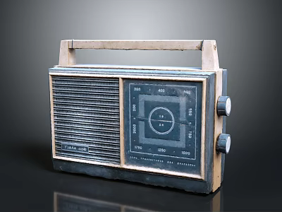 Vintage Radio Retro Electronic Appliance With Wooden Handle Dial And Knobs 3d model