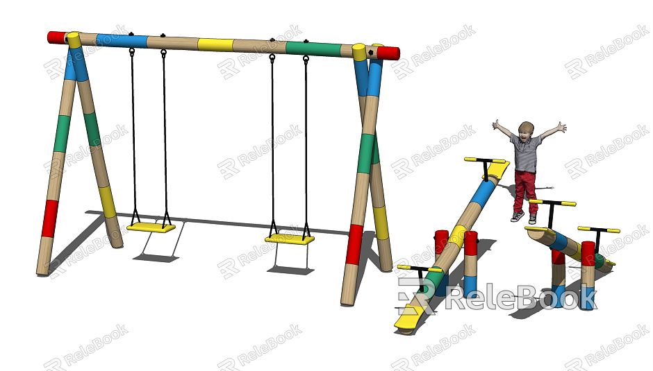 Modern Amusement Equipment Solid Wood Swing Seesaw Combination model