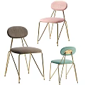 Modern Leisure Chairs With Golden Metal Frames And Upholstered Seats In Gray Pink Turquoise