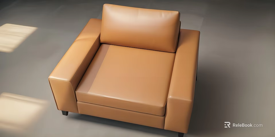 Brown Leather Single Sofa With Modern Sleek Design And Comfortable Seating 3d model