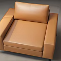Brown Leather Single Sofa With Modern Sleek Design And Comfortable Seating 3d model