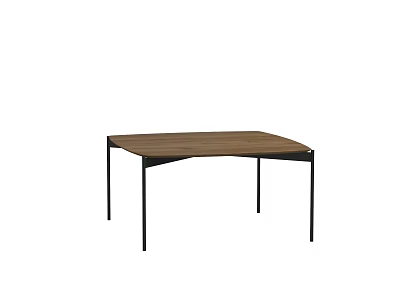 Sleek Modern Dining Table With Wooden Tabletop And Black Metal Legs Minimalist Design 3d model
