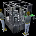 Automated Industrial Production Machinery With Transparent Protective Cover Mechanical Components And Green Conveyor Belt