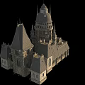 Ancient Architecture with Medieval Towers Spires and Stone Wall Details