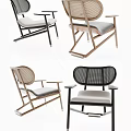 Modern Lounge Chair Designs With Rattan Backrest And Wooden Frame Details