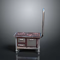Vintage Kitchen Stove Design With Four Burners Drawers Cabinet Doors And Chimney