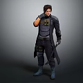 Tactical Warrior Character With Brown Hair Black Gloves And Sci Fi Creature Holding Knife