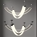 Modern Curved Chandelier With White LED Light Strips And Metal Support Brackets