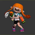 Vibrant Game Character With Orange Hair Twin Pigtails Goggles Weapon And Sporty Outfit