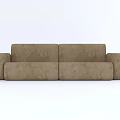 Modern Light Brown Two Seater Sofa With Fabric Upholstery And Simple Design 3d model